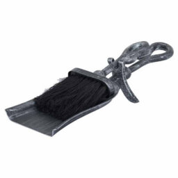 Silver  Brushed  Steel  Crook  Top  Hearth  Tidy  Set
