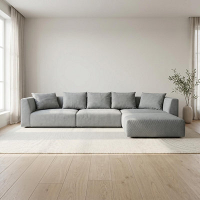Abakus Direct Tokyo Large Corner Sofa In Anthracite Grey Basket Weave Fabric With Deep Seat And Structured Cushioning - image 1