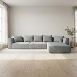 Abakus Direct Tokyo Large Corner Sofa In Anthracite Grey Basket Weave Fabric With Deep Seat And Structured Cushioning - thumbnail 1