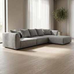 Abakus Direct Tokyo Large Corner Sofa In Anthracite Grey Basket Weave Fabric With Deep Seat And Structured Cushioning - thumbnail 3