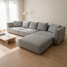 Abakus Direct Tokyo Large Corner Sofa In Anthracite Grey Basket Weave Fabric With Deep Seat And Structured Cushioning - thumbnail 4