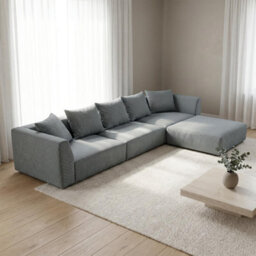Abakus Direct Tokyo Large Corner Sofa In Anthracite Grey Basket Weave Fabric With Deep Seat And Structured Cushioning - thumbnail 5