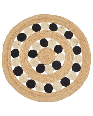 Wyld And Coco Natura Home Boho Round Jute Area Rug Beige And Black 140 Cm - image 1