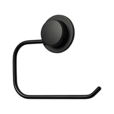 Croydex Stick N Lock Matt Black Wall-Mounted Toilet Roll Holder (H)141mm (W)171mm - image 1