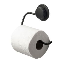 Croydex Stick N Lock Matt Black Wall-Mounted Toilet Roll Holder (H)141mm (W)171mm - thumbnail 3