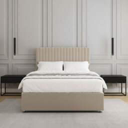 REGIONAL FURNISHINGS Divan Bed Set Cream Plush Velvet Upholstered With 24Inch Headboard & 2Drawers Sameside & No Mattress In 3Ft 4Ft 4Ft6 5Ft 6Ft - thumbnail 3
