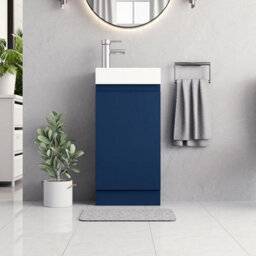 Belofay 400mm Bathroom Vanity Unit With Basin, White Ceramic Bathroom Sink With Trap And Waste, No Tap Included(Denvor Blue) - thumbnail 6