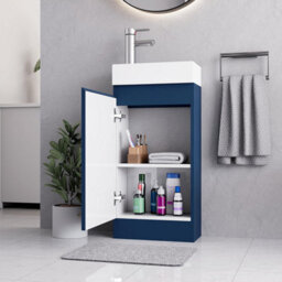Belofay 400mm Bathroom Vanity Unit With Basin, White Ceramic Bathroom Sink With Trap And Waste, No Tap Included(Denvor Blue) - thumbnail 2