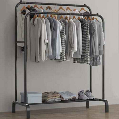Heavy Metal Double Clothes Rail , Rolling Garment Rack And Storage Organiser - image 1