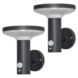 2 Pack Of Litecraft Uris Black Led Solar Outdoor Wall Light With Pir Sensor - thumbnail 2