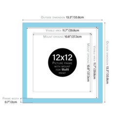 "12X12"" Light Blue Picture Frame - 12X12"" Square Frame With 11X11"" Mount For 12X12""/11X11"" Pictures Moderrn Style Thin Edge, 1 Pack" - thumbnail 2