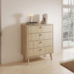 Arte Viki Chest Of Drawers 88Cm - Oak Barista Bedroom Dresser With Smooth Ball-Bearing Drawers, And Stylish Wooden Legs - thumbnail 5