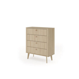 Arte Viki Chest Of Drawers 88Cm - Oak Barista Bedroom Dresser With Smooth Ball-Bearing Drawers, And Stylish Wooden Legs - thumbnail 1