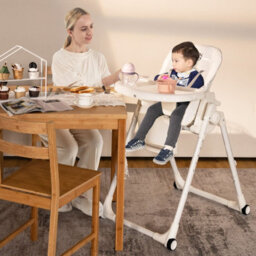 Costway 4-In-1 Baby High Chair Foldable Feeding Chair W/ Footrest-Beige - thumbnail 3