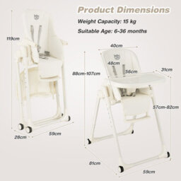 Costway 4-In-1 Baby High Chair Foldable Feeding Chair W/ Footrest-Beige - thumbnail 2