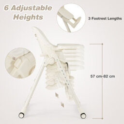 Costway 4-In-1 Baby High Chair Foldable Feeding Chair W/ Footrest-Beige - thumbnail 7