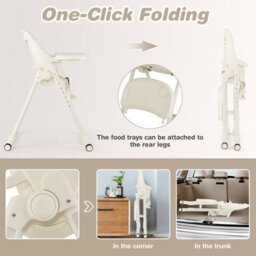 Costway 4-In-1 Baby High Chair Foldable Feeding Chair W/ Footrest-Beige - thumbnail 8
