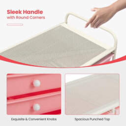 Costway 15-Drawer Storage Trolley Mobile Organiser Shelving Unit Utility Cart Gradient Pink - thumbnail 9