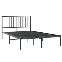 Berkfield Metal Bed Frame With Headboard Black 120X190 Cm 4Ft Small Double - thumbnail 4