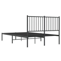 Berkfield Metal Bed Frame With Headboard Black 120X190 Cm 4Ft Small Double - thumbnail 7