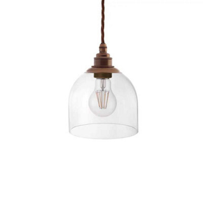 Larkin Clear Glass Pendant Light - Old English Brass - Se Home