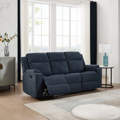 More4Homes Orka 3 Seater Fabric Manual Recliner Sofa Blue - image 1