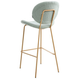 Beliani Set Of 2 Bar Chairs Luana Boucle Light Green - thumbnail 7