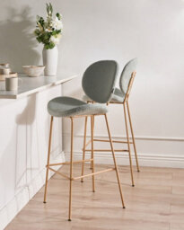 Beliani Set Of 2 Bar Chairs Luana Boucle Light Green - thumbnail 2