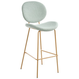 Beliani Set Of 2 Bar Chairs Luana Boucle Light Green - thumbnail 5