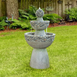 Teamson Home Garden Outdoor Water Feature, Garden Water Fountain, 3 Tier Waterfall Design, Includes Pump - 92.7 X 52 X 52 (Cm) - thumbnail 1