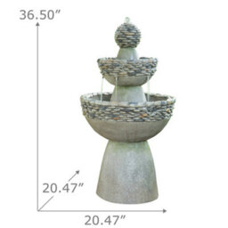 Teamson Home Garden Outdoor Water Feature, Garden Water Fountain, 3 Tier Waterfall Design, Includes Pump - 92.7 X 52 X 52 (Cm) - thumbnail 5