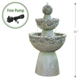Teamson Home Garden Outdoor Water Feature, Garden Water Fountain, 3 Tier Waterfall Design, Includes Pump - 92.7 X 52 X 52 (Cm) - thumbnail 6