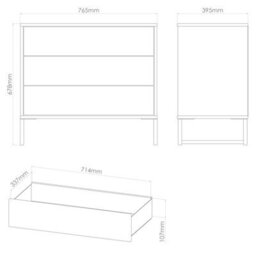 Beijing 3 Drawer Chest Of Drawers In Grey Matt (Ready Assembled) - thumbnail 6
