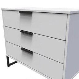 Beijing 3 Drawer Chest Of Drawers In Grey Matt (Ready Assembled) - thumbnail 4
