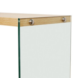Artloge 100Cm Narrow Clear Glass Console Table Entryway Hallway Living Room With Storage Shelf - thumbnail 3