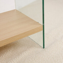 Artloge 100Cm Narrow Clear Glass Console Table Entryway Hallway Living Room With Storage Shelf - thumbnail 4