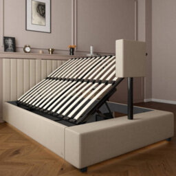 X Rocker Xr Living Maisie Velvet Ottoman Tv Bed With Under Frame Led Lights - King - Natural Stone - thumbnail 5