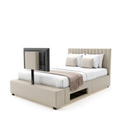 X Rocker Xr Living Maisie Velvet Ottoman Tv Bed With Under Frame Led Lights - King - Natural Stone - thumbnail 9