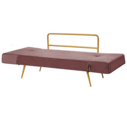 Beliani Sofa Bed 2 Seater Saarela Velvet Pink - thumbnail 7