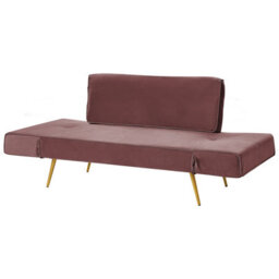 Beliani Sofa Bed 2 Seater Saarela Velvet Pink - thumbnail 6