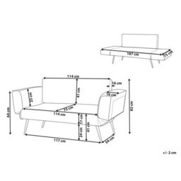 Beliani Sofa Bed 2 Seater Saarela Velvet Pink - thumbnail 3