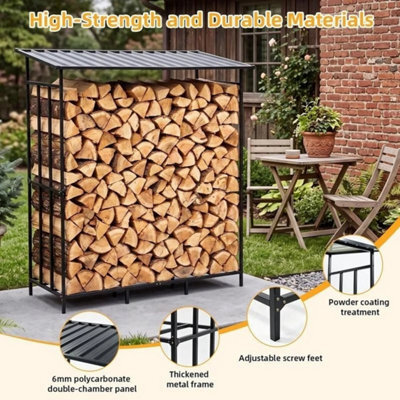 156.5X60X176.5Cm Heavy Duty Firewood Log Rack Large Storage Holder Shed Rack Outdoor Garden Yard - image 1