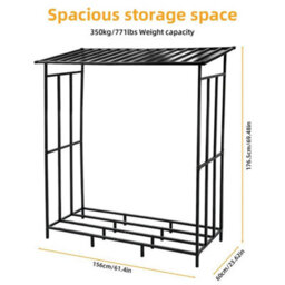 156.5X60X176.5Cm Heavy Duty Firewood Log Rack Large Storage Holder Shed Rack Outdoor Garden Yard - thumbnail 2