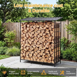 156.5X60X176.5Cm Heavy Duty Firewood Log Rack Large Storage Holder Shed Rack Outdoor Garden Yard - thumbnail 4