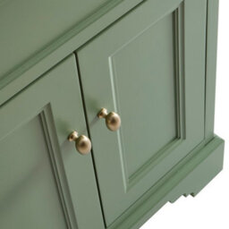 Homestylestore Pastel Green And Oak 645mm Bathroom Vanity Unit And Brushed Brass Classic Round Handles - thumbnail 5