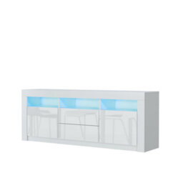 Creative Furniture Shine Tv Unit 160Cm - White With Gloss Doors And Led Lights - thumbnail 8