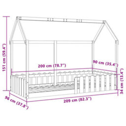 Berkfield Kids' House Bed Frame Without Mattress Wax Brown 90X200 Cm - thumbnail 9