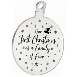 Red Ocean 1St Christmas As A Family Of Four Engraved Tree Decoration Babys 1St Xmas Gift - thumbnail 5