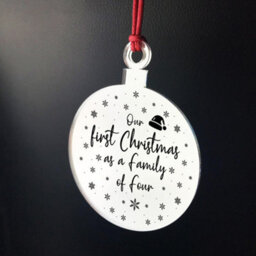 Red Ocean 1St Christmas As A Family Of Four Engraved Tree Decoration Babys 1St Xmas Gift - thumbnail 2