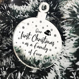 Red Ocean 1St Christmas As A Family Of Four Engraved Tree Decoration Babys 1St Xmas Gift